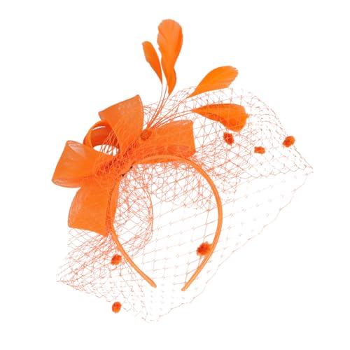 HAMPPLIES Braut Haarnadel Netzstoff Haarschmuck mit Clip Vielseitiges Bridal Headdress für Hochzeit und Party Modisches Mesh Haarband in Orange für Damen und Mädchen von HAMPPLIES