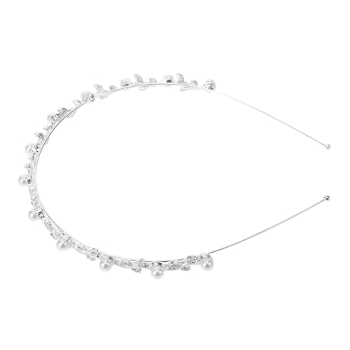 HAMPPLIES Braut Haarschmuck Diadem mit Perlen und Strass Silbernes Bridal Tiara Haarband für Damen Eleganter Kopfschmuck für Hochzeit Verlobung und Party von HAMPPLIES