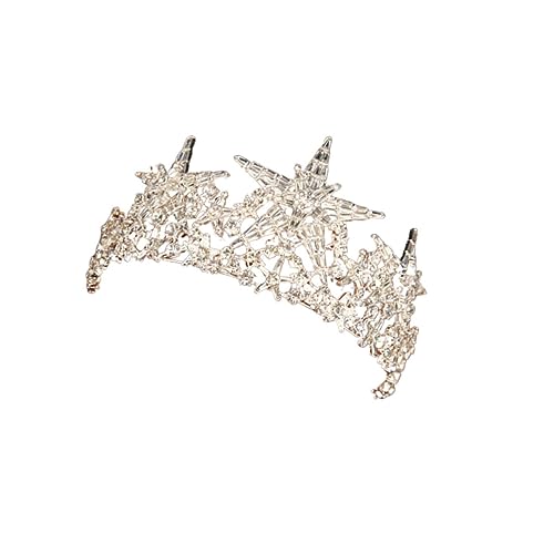 HAMPPLIES Braut Tiara mit Funkelndem Stern Silberne Krone für Hochzeit und Party Leichtes Langlebiges Stirnband für Damen Festlicher Haarschmuck für Besondere Anlässe von HAMPPLIES