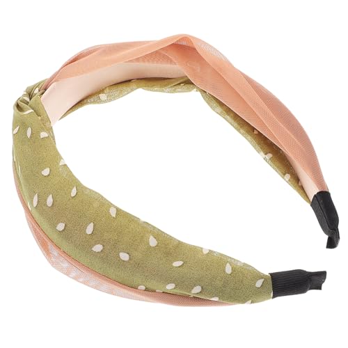 HAMPPLIES Breites Gepunktetes Stoff Haarband für Damen und Mädchen Rutschfest Komfortabel Langlebig Leichter Haarreifen für Alltag Party Cosplay Geeignet Grünes Design von HAMPPLIES