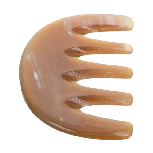 HAMPPLIES Breitzahn Haarkamm aus Natürlichem Gelbem Rinderhorn Antistatisch mit Kopfhautmassage für Lockiges Haar Handgefertigter Entwirrkamm für Männer und Frauen Sanfte bei Empfindlicher von HAMPPLIES