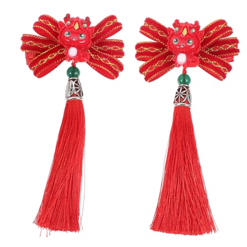 HAMPPLIES Chinesische Haarklammern mit Roten Quasten Vintage Stil Haarschmuck im Hanfu Design Stilvolle Haarnadeln für Frauen und Mädchen Komfortabel und Langlebig für Festliche Anlässe von HAMPPLIES