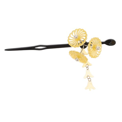 HAMPPLIES Chinesische Haarschmuck Haarnadel mit Quaste Retro Haarstab für Lange Haare Handgefertigte Gelbe Haarstäbchen Damen Elegant Leicht und Langlebig Geeignet für Verschiedene Anlässe von HAMPPLIES