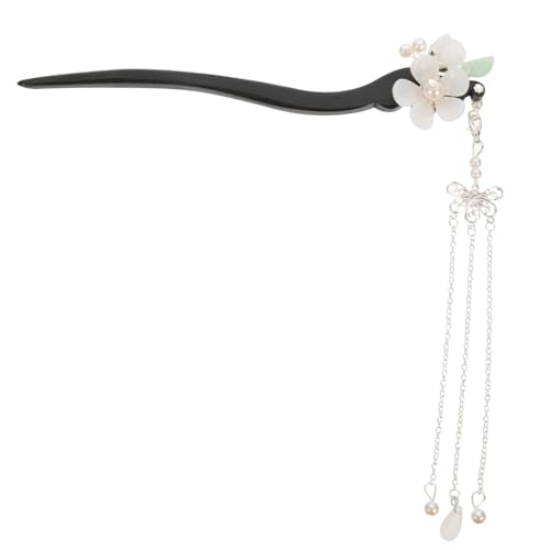 HAMPPLIES Chinesische Holz Haarnadel mit Blumenquaste Lange Haarnadel für Haarknoten Traditioneller Haarschmuck für Damen für Partys Cosplay und Hochsteckfrisuren von HAMPPLIES
