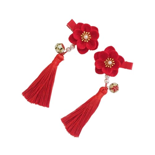HAMPPLIES Chinesischer Stil Haarklammer mit Blumen und Quasten Teiliges Niedlicher Haarschmuck für Mädchen Passend zu Traditioneller Kinderkleidung Einfacher Haarclip für Alltag und von HAMPPLIES