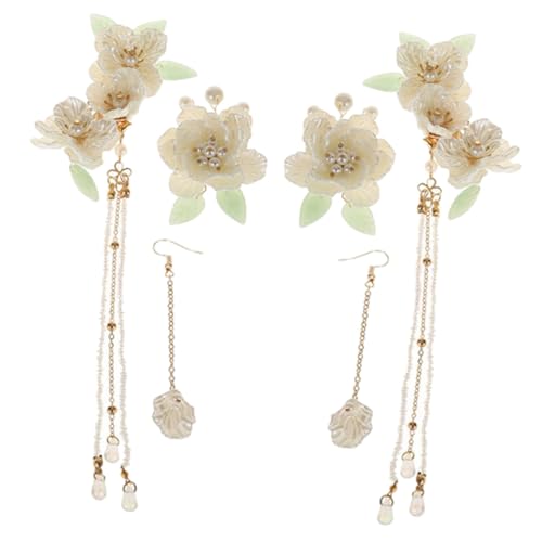 HAMPPLIES Chinesisches Haaraccessoire Teilig mit Floralen Quasten Haarklammern und Ohrclips für Damen und Mädchen Traditionelle Haarschmuck für Alltag Party und Fotoshooting HAMPPLIES Chinesisches Haaraccessoire Teilig mit Floralen Quasten Haarklammern und Ohrclips für Damen und Mädchen Traditionelle Haarschmuck für Alltag Party und Fotoshooting von HAMPPLIES