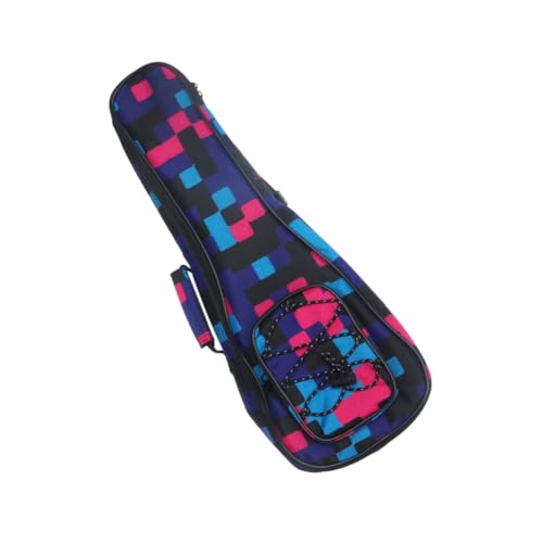 HAMPPLIES Baumwollgepolsterte Ukulelen-Tragetasche Mit Floralen Karomustern Für Männer Und Frauen Als Schultertasche Oder Rucksack Tragbar Mit Netztasche Und Kordelzug Doppelter von HAMPPLIES