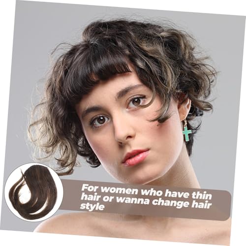 HAMPPLIES Curly Clip Haarteil Leichte Braune Fake Bangs für Frauen Unsichtbar Sicher Natürlich für Dünnes Haar Partys Hochzeiten Alltag Einfach zu Tragen von HAMPPLIES