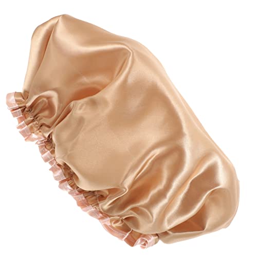 HAMPPLIES Damen Duschhaube Atmungsaktive Elastische Badekappe für Langes und Lockiges Haar Wiederverwendbar für Dusche Kochen und Spa Champagnerfarbe von HAMPPLIES