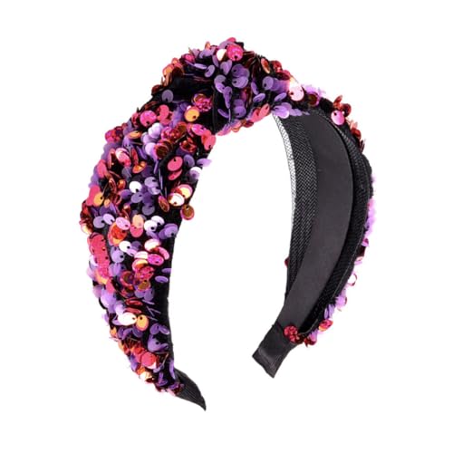 HAMPPLIES Damen Haarreif mit Doppeltem Netzstoff und Samt Geknotetes Stirnband mit Pailletten Modischer Haarschmuck für Partys und Festliche Anlässe von HAMPPLIES