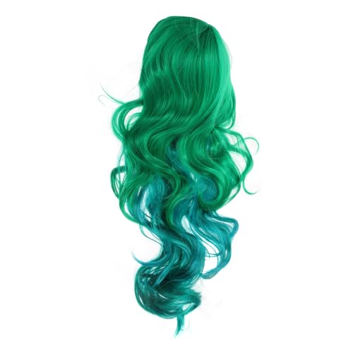 HAMPPLIES Damen Lange Lockige Synthetikperücke Grün Hitzebeständig Weich Atmungsaktiv Für Alltag Party Halloween Cosplay Karneval Frisur von HAMPPLIES