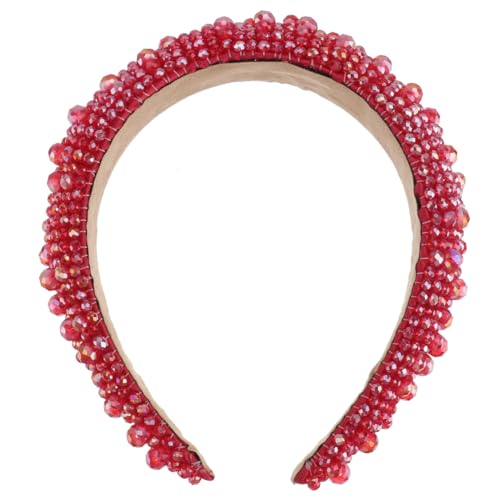 HAMPPLIES Delikater Roter Haarreif für Damen Handgefertigtes Perlen Stirnband Modisches Bequemes Haarschmuck Accessoire für Besondere Anlässe und Partys von HAMPPLIES