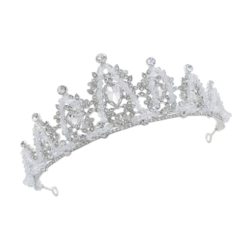 HAMPPLIES Exquisiter Haarreif mit Großen Strasssteinen Silberne Prinzessin Krone Robustes Haarschmuck Accessoire für Mädchen Eleganter Kopfschmuck für Festliche Anlässe von HAMPPLIES