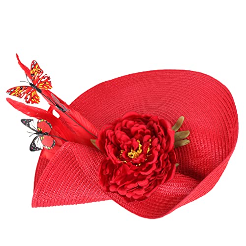 HAMPPLIES Faszinator Damen Hut mit Exaggerated für Hochzeiten Tea Parties und Cosplay Rotes Handgemachtes Haaraccessoire mit Clip und Stirnband HAMPPLIES Faszinator Damen Hut mit Exaggerated für Hochzeiten Tea Parties und Cosplay Rotes Handgemachtes Haaraccessoire mit Clip und Stirnband von HAMPPLIES