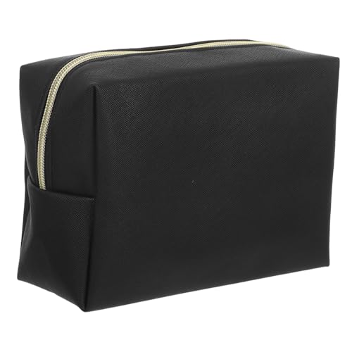 HAMPPLIES Große Damen Kosmetiktasche Octagonal Tragbar Reise Make-up Organizer mit Reißverschluss für Pinsel Hautpflege und Toilettenartikel Schwarz von HAMPPLIES