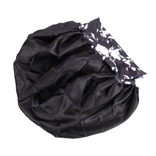 HAMPPLIES Große Schlafhaube Damen Satin Haarhaube mit Blumenmuster Glattes Haarschutz Nachtband Atmungsaktive Weiche Kopfbedeckung für Chemotherapie und Langes Haar Geeignet für Erholsamen von HAMPPLIES