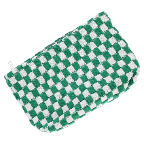 HAMPPLIES Große Tragbare Kosmetiktasche mit Karomuster Multifunktionale Make up Tasche für Damen Geräumiger Kulturbeutel für Reisen Aufbewahrung von Kosmetik und Zubehör Praktisches Design von HAMPPLIES