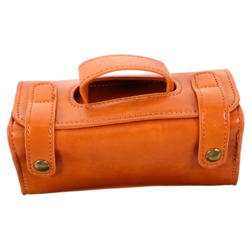 HAMPPLIES Großer Kulturbeutel für Rasierer aus PU Leder mit Mehreren Fächern für Einfache Organisation Eleganter Herren Reise Waschtasche Braun Praktische Aufbewahrung für Rasierutensilien von HAMPPLIES