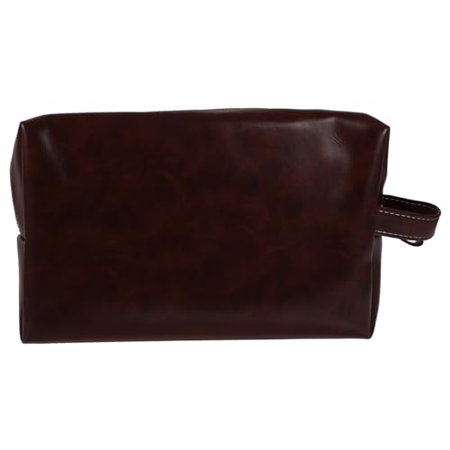 HAMPPLIES Großer Vintage Kulturbeutel aus Pu-Leder für Herren und Damen Robuste Toilettentasche mit Reißverschluss Wasserabweisend Geräumig für Reise und Alltag Stilvoller Männer Waschtasche von HAMPPLIES