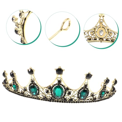 HAMPPLIES Grüne Barock Tiara Haarschmuck Krone für Damen Braut Hochzeit Party Leichtes Filigranes Design Passend für Festbankett und Festliche Anlässe von HAMPPLIES