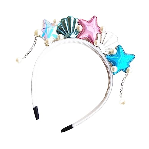 HAMPPLIES Haarband Blau Mit Meerjungfrau Und Seestern-design Muschel-motiv Haarschmuck Für Mädchen Kostüm-accessoire Für Strandparty Und Karneval HAMPPLIES Haarband Blau Mit Meerjungfrau Und Seestern-design Muschel-motiv Haarschmuck Für Mädchen Kostüm-accessoire Für Strandparty Und Karneval von HAMPPLIES