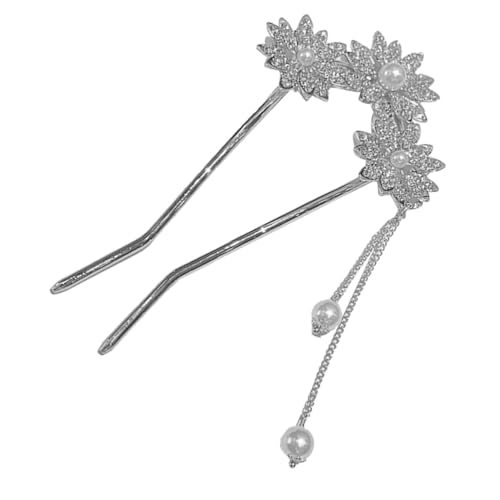 HAMPPLIES Haarnadel Sonnenblume mit Perlen und Quaste Stabile Haarschmuck Haarstab für Dutt Langlebiger Haarschmuck für Damen Einfach zu Verwenden Geeignet für Feste und Alltag von HAMPPLIES
