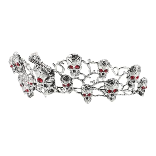 HAMPPLIES Halloween Gothic Skull Krone aus Stabiler Legierung mit Funkelnden Strasssteinen Dramatischem Schädel-design Leichter Sitz Party Festival-haarreif für Halloween und Kostüme von HAMPPLIES