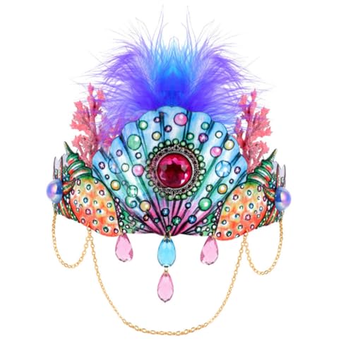 HAMPPLIES Halloween Haarband Federschmuck mit Muschel und Korallen Leichtes Stirnband für Damen Langlebiger Kopfschmuck für Kostüm und Themenpartys als Foto Requisite und von HAMPPLIES
