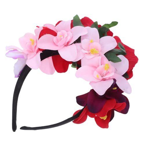 HAMPPLIES Halloween Rosenblumen Kranz Stirnband Künstliche Rosen Haarschmuck Leichter Day Of The Dead Headband Komfortabel für Party Kostüm und Mexikanische Gräberfeier von HAMPPLIES