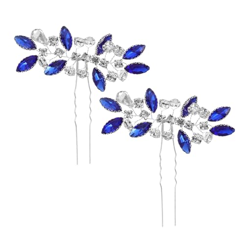 HAMPPLIES Handgefertigte Blaue U Förmige Haarnadeln mit Strahlenden Kristallen Rutschfestes Design Eleganter Brautschmuck für Hochzeiten Partys und Festliche Anlässe Fester Sitz für Damen von HAMPPLIES