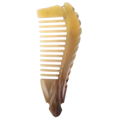 HAMPPLIES Handgefertigter Anti-static Hornkamm mit Breiten Zähnen für Lockiges und Welliges Haar Kompakter Reise-kamm Leicht Tragbar Schonendes Entwirren Damen Mädchen Styling-tool von HAMPPLIES