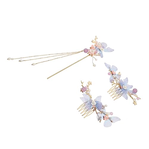 HAMPPLIES Hanfu Haarschmuck Accessoires Mit Quaste Kopfbedeckung Haarnadeln Ohrringe Haarkamm Traditionelle Blumenkopf Schmuck Für Frauen Hochzeit Party von HAMPPLIES