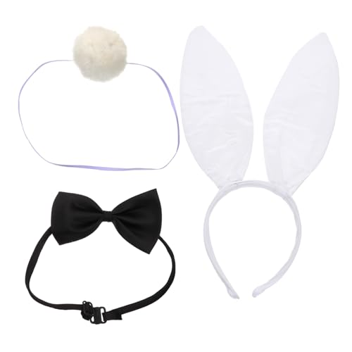HAMPPLIES Kaninchenohr Haarband Kostüm Ohren Fliege Requisiten Für Party Dekoration Cosplay Bühnenauftritte Festival Accessoire Kopfschmuck von HAMPPLIES