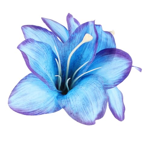 HAMPPLIES Hawaiian Haarspange Blaue Lilienblüte Boho Stil Haarschmuck für Frauen Mädchen Strand Hochzeit Party Braut Accessoire von HAMPPLIES