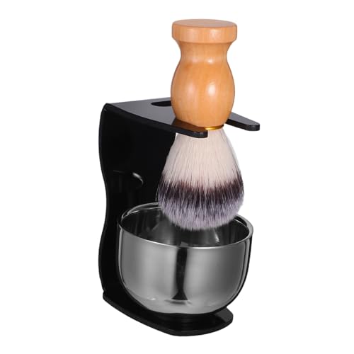 HAMPPLIES Herren Bartpflege mit Edelstahl Halter Rasierpinsel und Rasierschale für Dichte Schaumbildung Langlebig und Leicht zu Reinigen für Nassrasur zu Hause Friseursalon von HAMPPLIES
