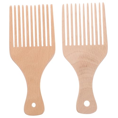 HAMPPLIES Holzkamm Afro Pick Langlebig Antistatisch mit Komfortablem Griff Geeignet für Lockiges Haar Haarstyling für Damen und Herren für Salon und Zuhause Natürliche Holzqualität von HAMPPLIES