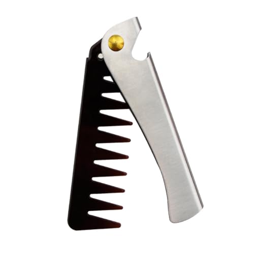 HAMPPLIES Klappbarer Herren Haarkamm aus mit Schmalen Zähnen Massagefunktion Tragbarer Taschenkamm für Stilvolles Haarstyling und Kopfhautpflege Reiseaccessoire von HAMPPLIES