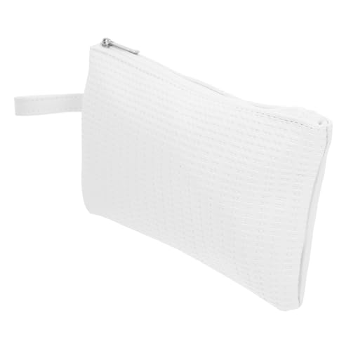 HAMPPLIES Kleine Handtasche Damen Kosmetiktasche mit Reißverschluss Tragbare Geldbörse für Karten Schlüssel Geldscheine Modisches Design Vielseitig für Alltag Reisen Business Weiß von HAMPPLIES