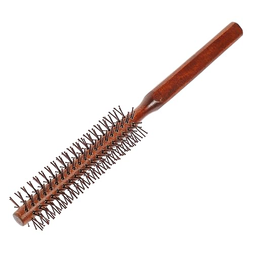 HAMPPLIES Kleine Runde Holz Haarbürste für Lockiges Haar Natürliche Naturborsten Entwirrend und Massierend Tragbare Stylingbürste für Damen und Herren für Trockenes und Nasses Haar von HAMPPLIES