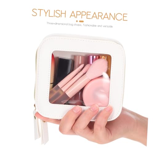 HAMPPLIES Kleine Transparente Kosmetiktasche aus Robustem PVC mit Reißverschluss Kompakte Make Up Tasche für Frauen Platzsparend und Reisefreundlich als Lippenstift Organizer und von HAMPPLIES
