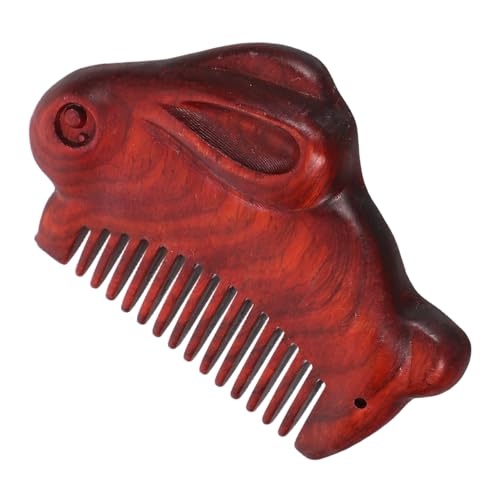 HAMPPLIES Kleiner Holzhaar Kamm mit Feinen Zähnen Handlicher Reisekamm für Damen Entwirrt Sanft Lockiges und Glattes Haar Robustes Holz Niedliches Kaninchen design für Tasche oder Geschenk von HAMPPLIES