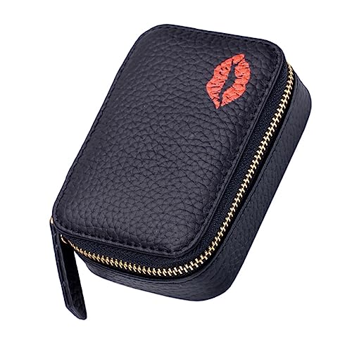 HAMPPLIES Kleine Lippenstifttasche mit Spiegel Tragbare Kosmetiktasche für Reisen Praktische Make Up Tasche für Damen Leder Zufälliger Stil von HAMPPLIES