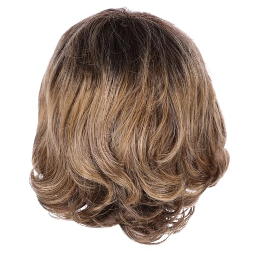 HAMPPLIES Kurze Lockenperücke für Damen Realistische Gelbe Kunsthaarperücke mit Natürlichem Look für Partys Cosplay und Alltag von HAMPPLIES