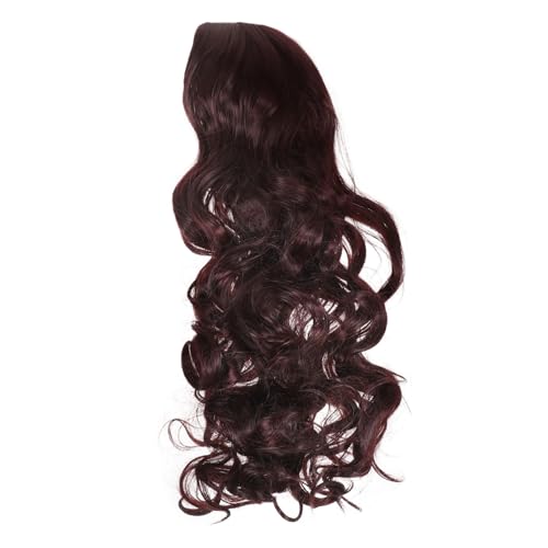HAMPPLIES Lange Gewellte Perücke mit Mittelscheitel für Damen Synthetische Hitzebeständige Wellenperücke in Rotbraun Natürlicher Look für Alltag Party Cosplay und Festliche Anlässe von HAMPPLIES