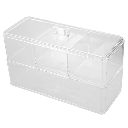 HAMPPLIES Make Up Organizer mit Deckel Staubschutz Kosmetik Aufbewahrungsbox mit Fächern für Wattepads Wattestäbchen Lippenstift Stauraum für Badezimmer Schminktisch von HAMPPLIES