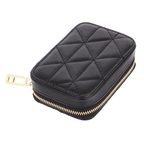 HAMPPLIES Make Up Tasche mit Integriertem Spiegel Kompakter Lippenstift Organizer aus Schwarzem für Damen Tragbare Kosmetiktasche zur Praktischen Aufbewahrung und Schnellem Nachschminken von HAMPPLIES