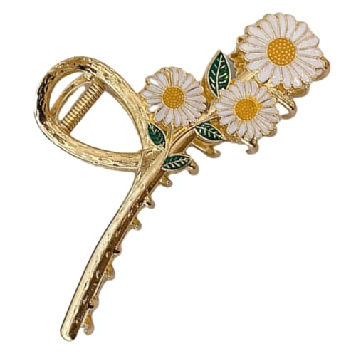 HAMPPLIES Metalblume Haarklammer mit Gänseblümchen Motiv Dekorative Haarkralle aus Metall für Frauen Stabiler Haarclip für Dickes und Dünnes Haar Vielseitiger Haarschmuck für Hochzeit von HAMPPLIES