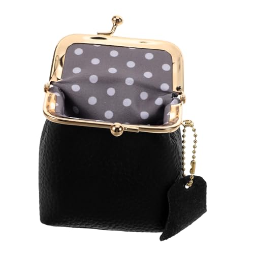 HAMPPLIES Mini Kosmetiktasche Damen Vintage Lippenstift Parfüm etui Tragbare Quadratische Mini Geldbörse Robust Stilvoll Leicht für Reise Büro und Alltag Schwarzes Schminktäschchen von HAMPPLIES