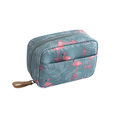 HAMPPLIES Mini Schminktasche mit Flamingo Muster Große Tragbare Kosmetiktasche aus Wasserdichtem Dacron mit Reißverschluss und Griff Leichter Kulturbeutel für Damen für Reise und Zuhause von HAMPPLIES
