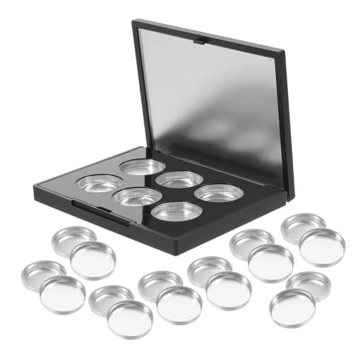 HAMPPLIES Nachfüllbare Leere Lidschattenpalette mit Spiegel Quadratische Matte Schwarze Make Up Box für Farben Vielseitig für Lidschatten und Concealer Kompakt und Leicht für DIY Kosmetik von HAMPPLIES